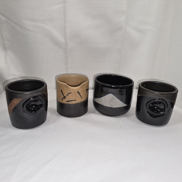 Other - Set Of 4 Modernist Yunomi Japanese Ceramic Stoneware Sake Tea Expresso Cups